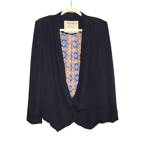 Anthropologie Cartonnier Canance Draped Lightweight Black Blazer Jacket Size M - Picture 1 of 10